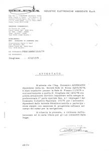 Attestato Selenia Progettazione software radar 